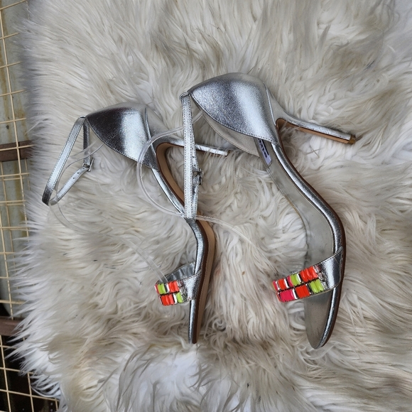 Dune Gladiator Neon Ankle Strap foil sandals 10‎ NWD - Picture 9 of 12